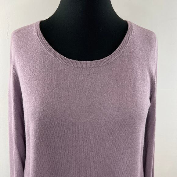 JOIE Purple Round Long Sleeve Chiffon Back Knit Pullover Sweater Top Size XS - Picture 4 of 8